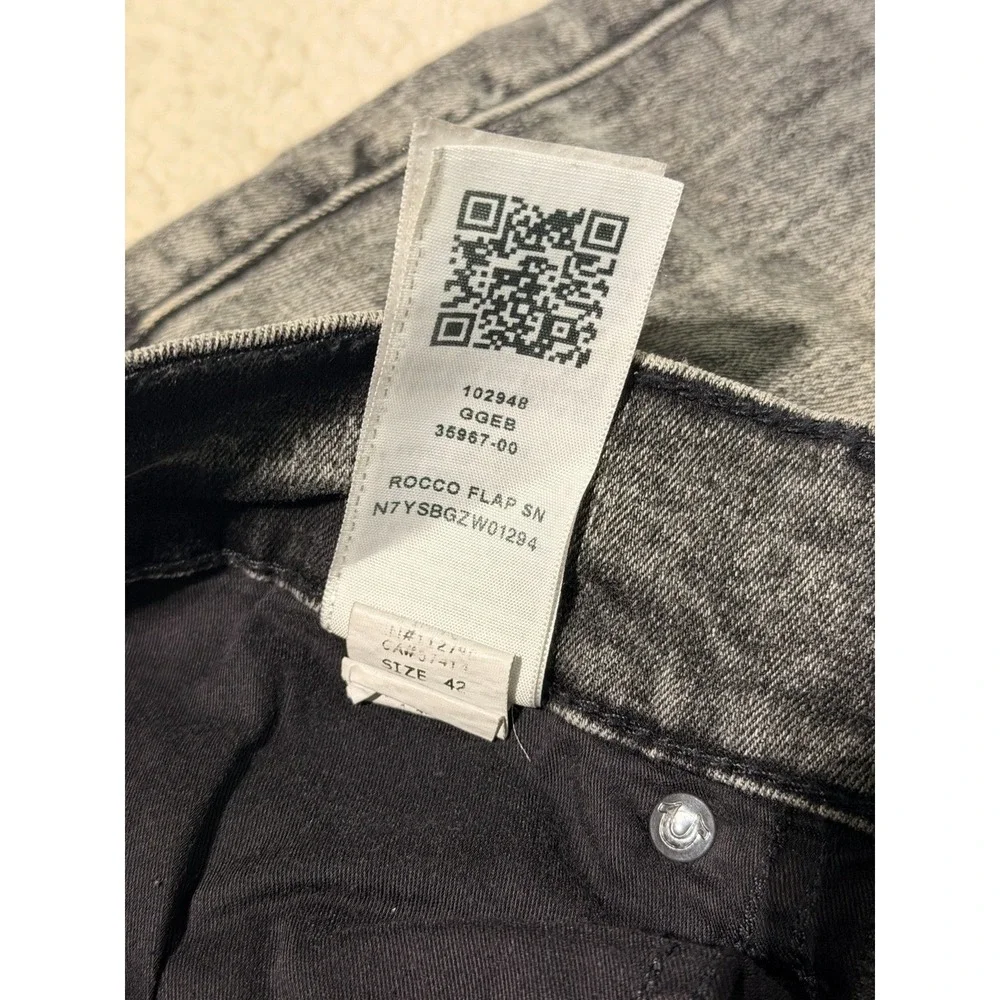 True Religion Rocco Relaxed Skinny Jeans Men's 42 Gray Black Wash Flap Pocket